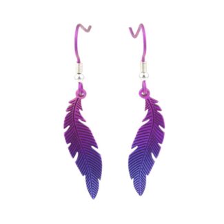 Small Curved Feather Drop Earrings