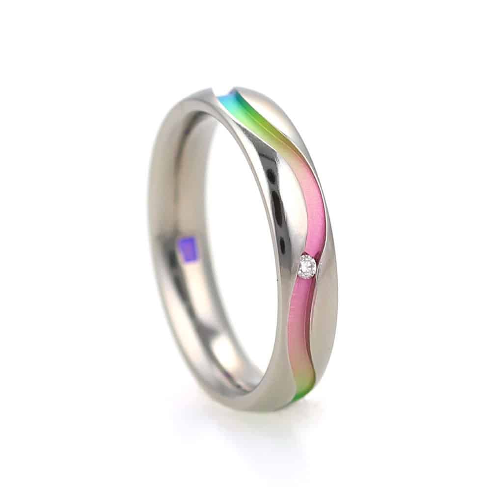 Ti2 Titanium 4mm Rainbow Wave Design Ring