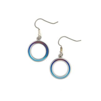 Ti2 Titanium Small Retro Circle Of Life Drop Earrings