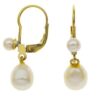 9ct Yellow Gold Double Continental FW Pearl Drop Earrings
