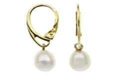 9ct Yellow Gold Continental FW Pearl Drop Earrings