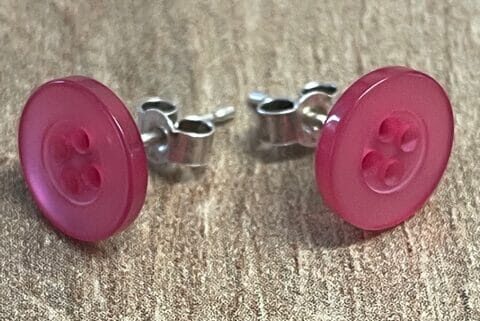 pink button stud earrings