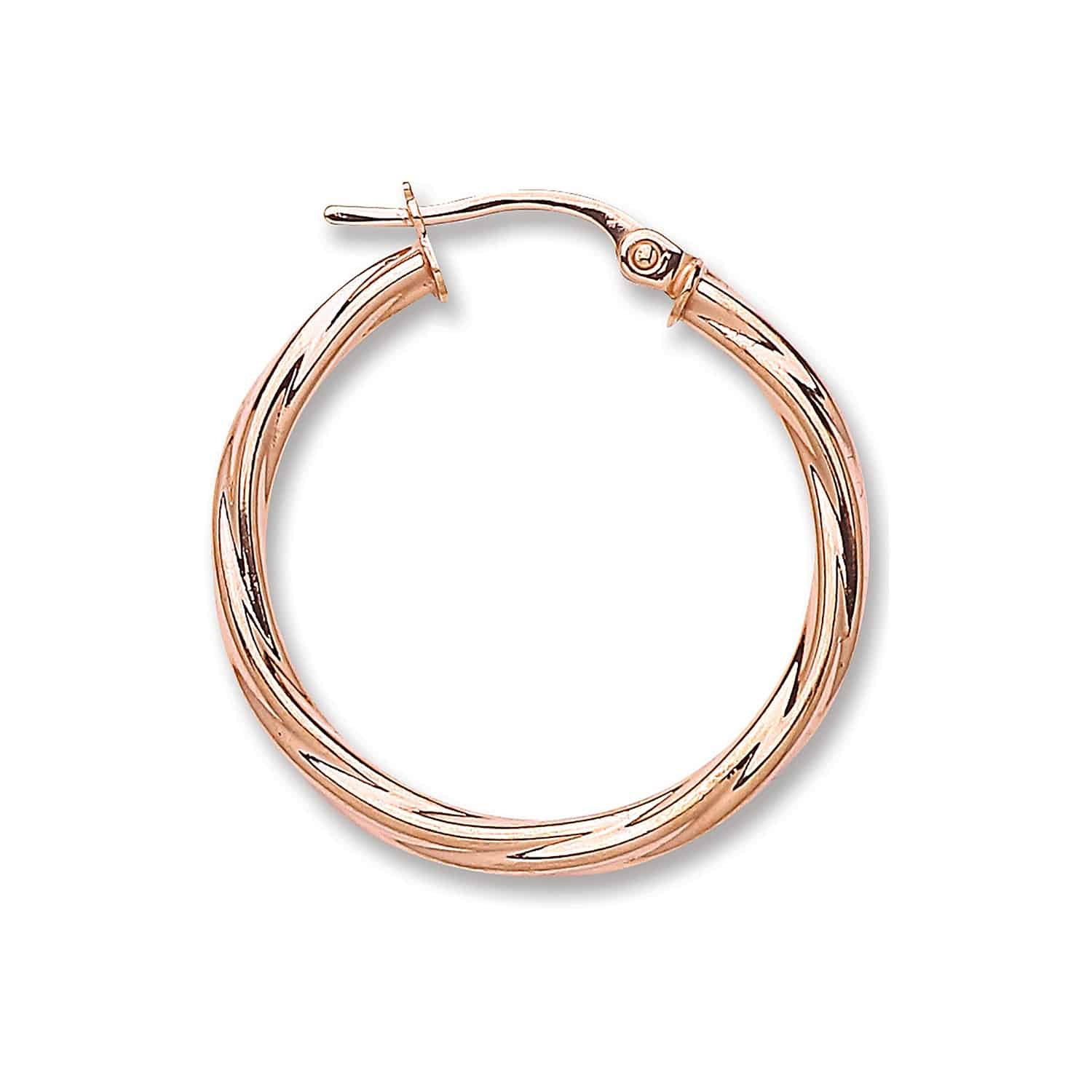 9Ct Rose Gold Twist Hoops
