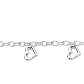 Sterling Silver Multiple Open Heart Charm Bracelet