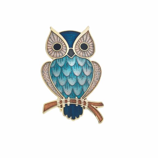 enamel owl brooch