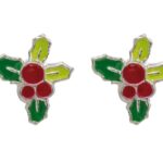 Silver Holly Stud Earrings
