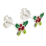 Silver Holly Stud Earrings