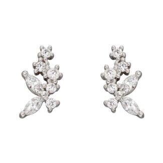 Sterling Silver CZ Flower Studs