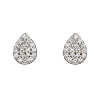 Silver Pear Shaped CZ Set Studs