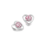 Pink Rose Heart Studs
