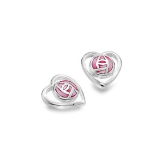 Mackintosh Pink Rose Heart Studs