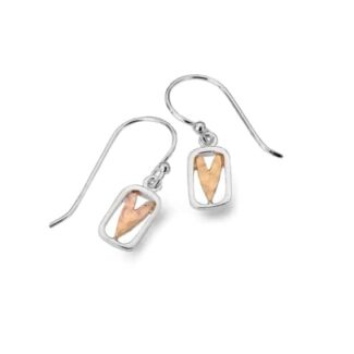 Origins Sterling Silver Rose Gold Heart Drop Earrings