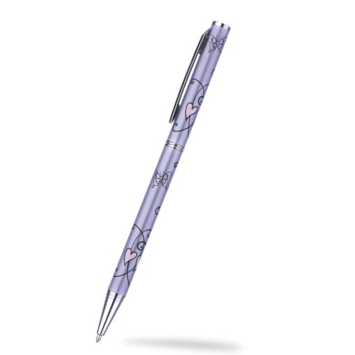 lilac hearts and butterflies pen