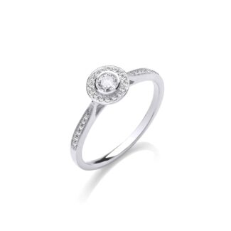 9ct White Gold Diamond Halo Ring