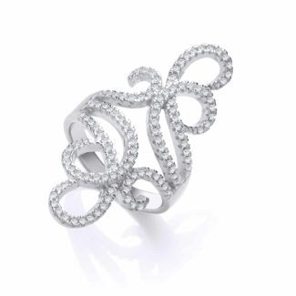 Sterling Silver Large CZ Swirl Ring