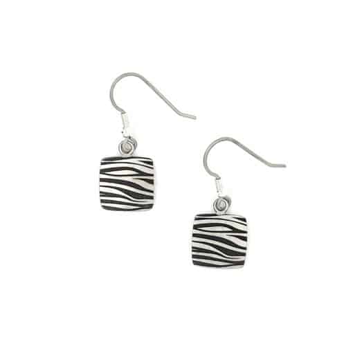 zebra cushion drop earrings