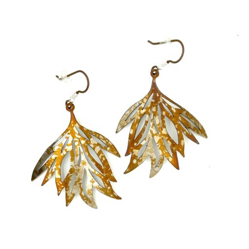 Ti2 titanium multi leaf drop earrings