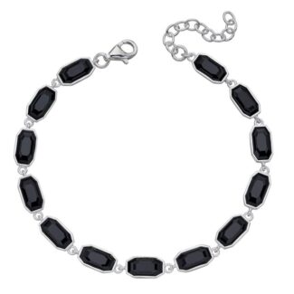 Silver Black Crystal Bracelet