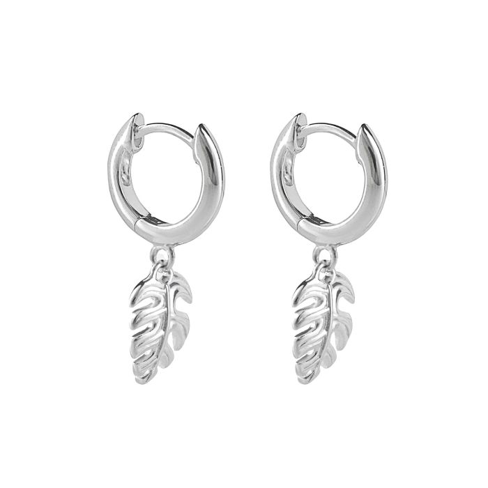 silver palm leaf earrings