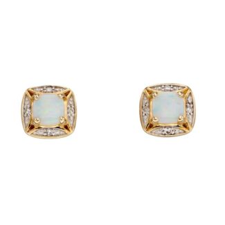 9ct Yellow Gold Opal Studs