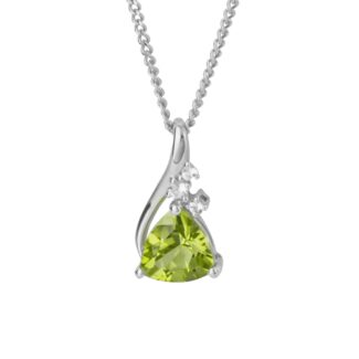 9ct White Gold Trillion Peridot Pendant