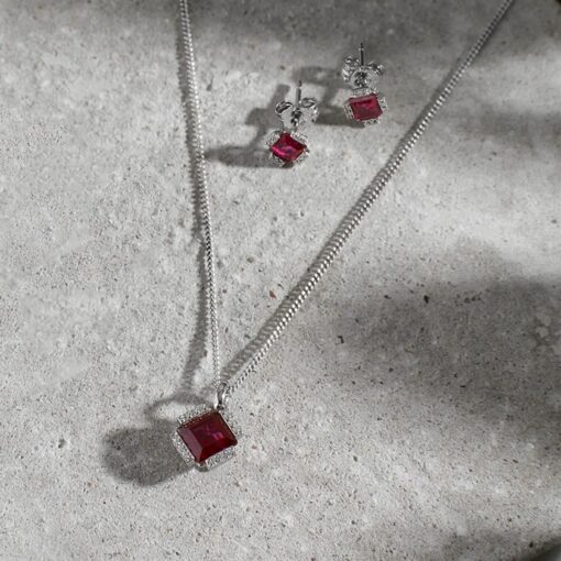 ruby red crystal necklace