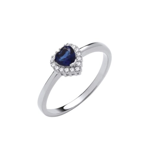 blue heart cz ring