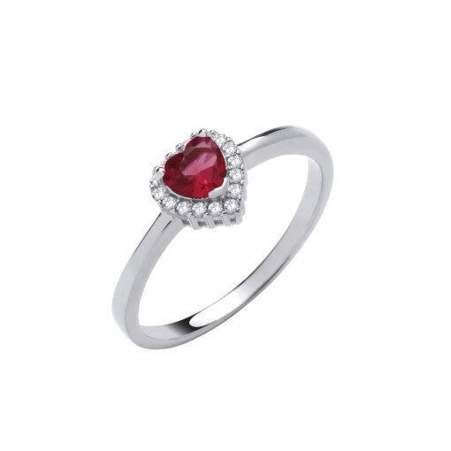 red heart cz ring