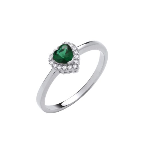green heart cz ring
