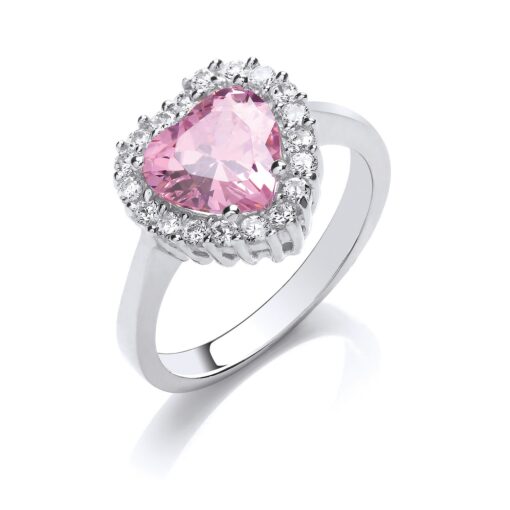 pink heart halo ring